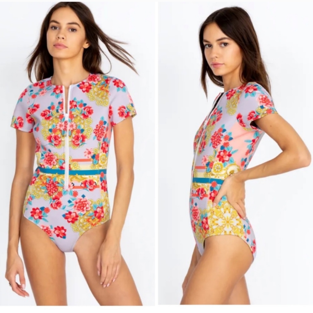 NWT Johnny Was Japer Neoprene One Piece Swimsuit Floral print New NWT M Medium - Picture 9 of 10